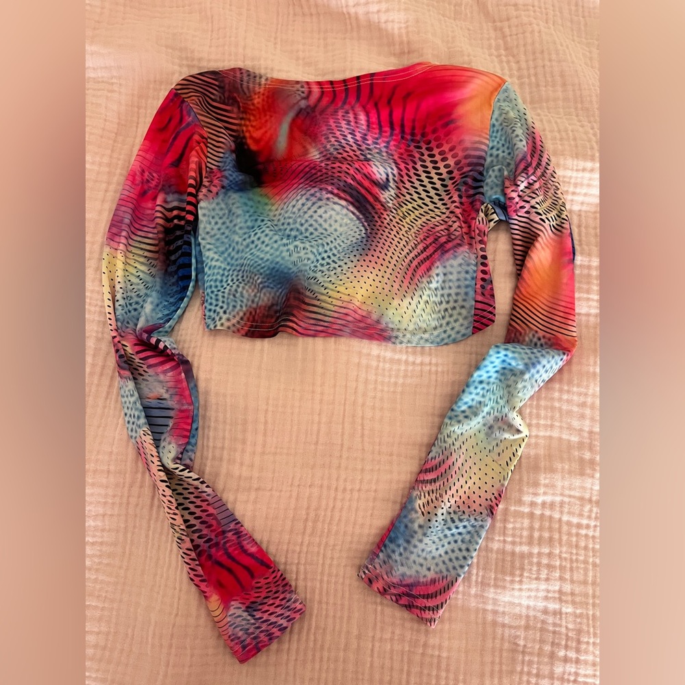 Edikted Multicolor Long Sleeve Backless Top